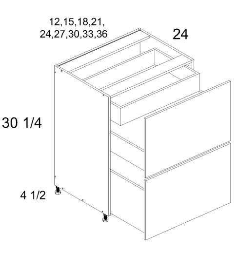 Two Drawer Bases with One Inner Drawer