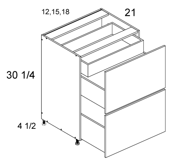 Two Drawer with One Inner Drawer Vanity Bases