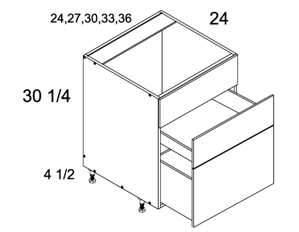 Two Drawer Range Bases with One False Front
