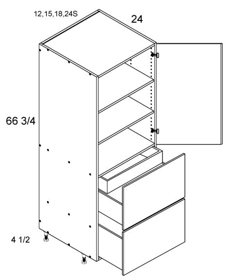 Tall One Door Two Drawer with One Inner Drawer Utility Cabinets