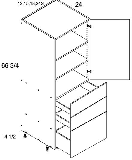 Tall One Door Three Drawer Utility Cabinets
