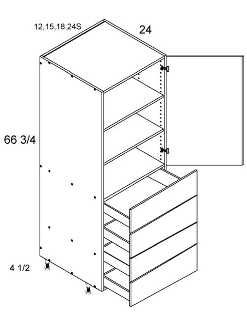 Tall One Door Four Drawer Utility Cabinets