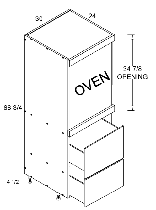 Tall Single Oven Two Drawer Utility Cabinet