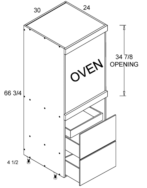 Tall Single Oven Two Drawer One Inner Drawer Utility Cabinet