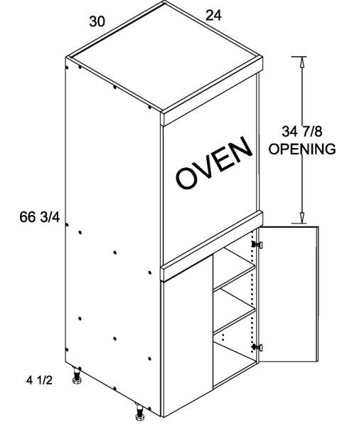 Tall Single Oven Full Height Two Door Utility Cabinet