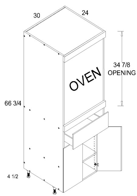 Tall Single Oven Two Door One Drawer Utility Cabinet