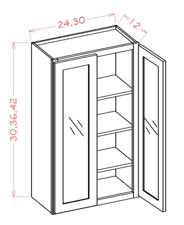 Double Door Wall Cabinets - Routed for Glass (with Finished Interior)